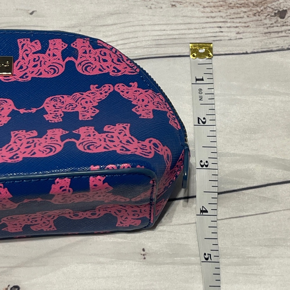 Lilly Pulitzer cosmetic bag with a blue and pink elephant pattern Preowned - Picture 7 of 7